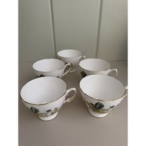 5 Vintage royal vale bone china tea cups Autumn Leaf Design